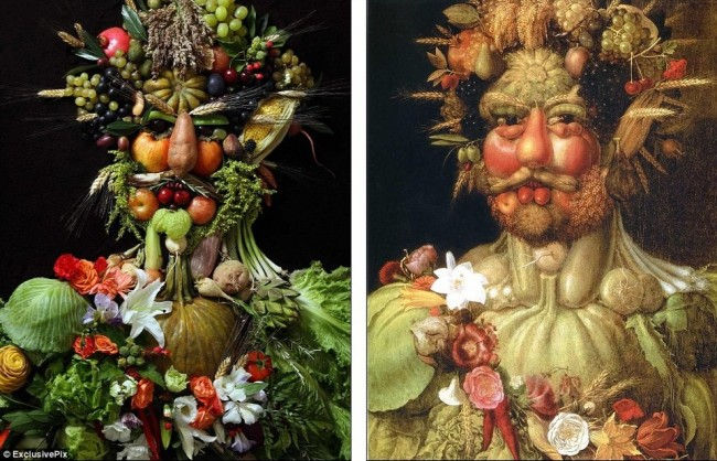 Портреты Арчимбольдо из реальных овощей и фруктов